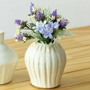 ダマスク柄 フラワーベース 花立付 白 径9cm 花瓶 花 網付 花立 花差し