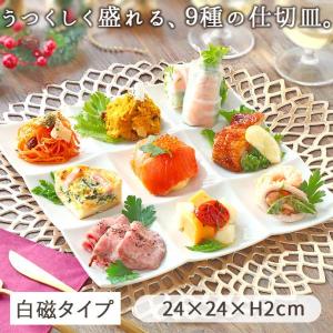ビュッフェプレート 9品皿 ホワイトグッドデザイン賞 大皿 角皿
