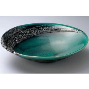 緑釉 13.7 皿鉢 信楽焼 大皿 和食器 陶器｜irodoriya