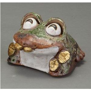 [A☆品]　信楽焼 カエル 蛙 親子 背中二匹 陶器 大型 置物　縁起物 蛙 (子2匹) 18号信楽焼 陶器 置物 かえる プレゼント 贈り物 ギフト