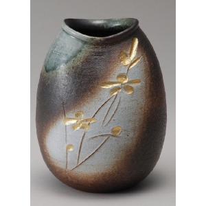 #信楽焼　花瓶 花瓶 陶器 信楽焼 花器 花入 火色小花花瓶 彩り屋 : 彩り屋 - 通販