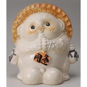 【10%ポイントUP】信楽焼 たぬき 風水お願い狸 (白) 陶器 置物 タヌキ