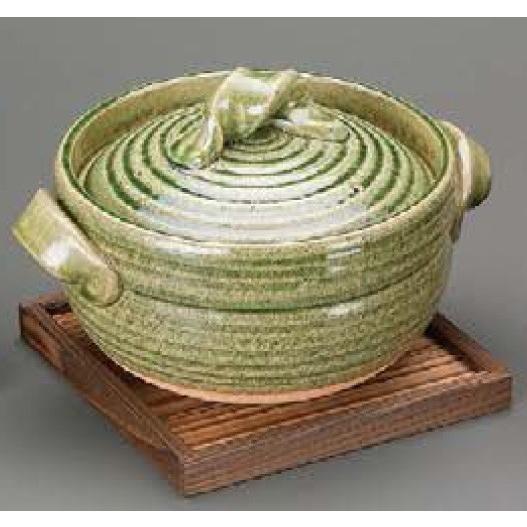 緑釉三合炊 御飯鍋 信楽焼 焼杉台は商品に含まれません。 陶器 キッチン 調理器具 土鍋