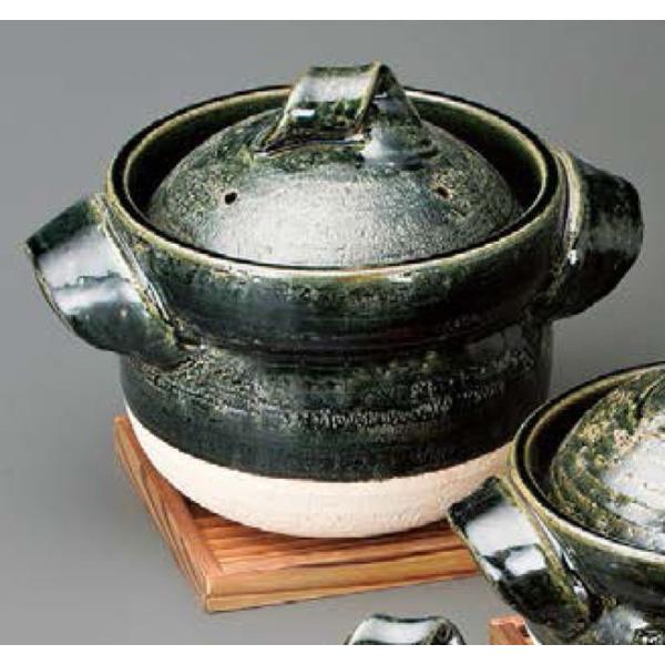 織部五合 御飯鍋 信楽焼 焼杉台は商品に含まれません。 陶器 キッチン 調理器具 土鍋