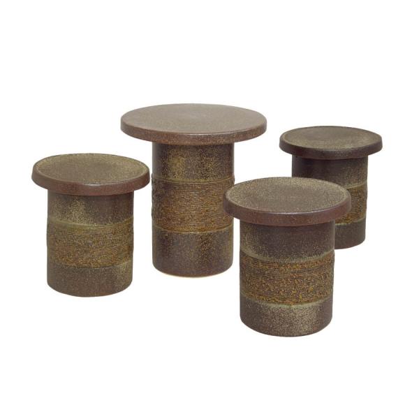 ガーデンテーブル セット 陶器 信楽焼 窯肌テーブルセット4点 14号 アウトドア