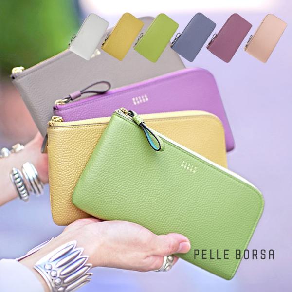 ペレボルサ 財布 L字ファスナー長財布 フィーネグッズ PELLE BORSA 薄型 長財布 レディ...