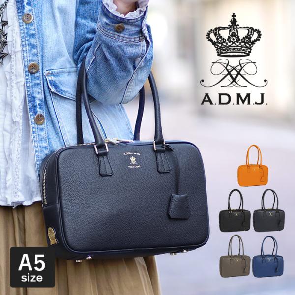 ADMJ シュリンクレザー ボストンバッグ M エーディーエムジェイ A.D.M.J. レディース ...