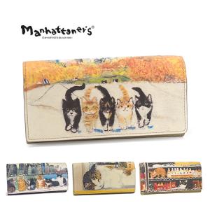 Manhattaner's マンハッタナーズ 財布 L字ファスナー長財布 猫