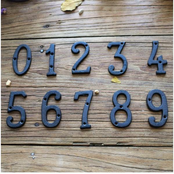 サインプレート ブラック 黒 ロートアイアン製 鋳物 数字  重厚感 インテリアパーツ 看板 装飾 ...