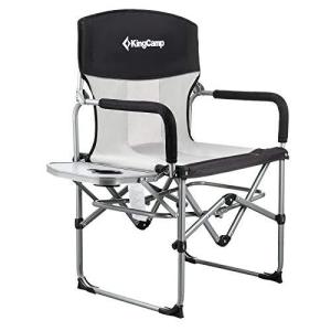 KingCamp ディレクターズ チェア 折りたたみ アウトドアチェア 耐荷重136KG サイドテーブル付き キャンプ椅子 肘掛