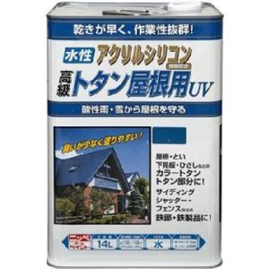 ペンキ 水性 塗料 ニッペ 速乾 塩害・酸性雨 高耐久 水性塗料 | 水性トタン屋根用UV 14L 7色