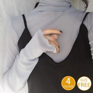 【一部即納】【２点で10％OFF】トップス レディース ハイネック レイヤード インナー 重ね着 韓国ファッション おしゃれ レース Ｔシャツ 薄手 伸縮性 送料無料