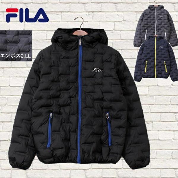 【FILA】 fila フィラ アウター ボール中綿 エンボス加工 ジャケット フード付き M L ...