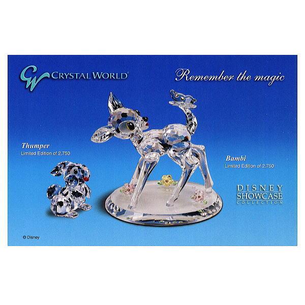 ディズニー　バンビ　クリスタルフィギュアポストカード　クリスタルワールド社　サンパー