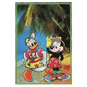 ディズニー　ミッキー＆ドナルド　ポストカード（浜辺）　イタリア製　1980年代〜1990年代｜is-club