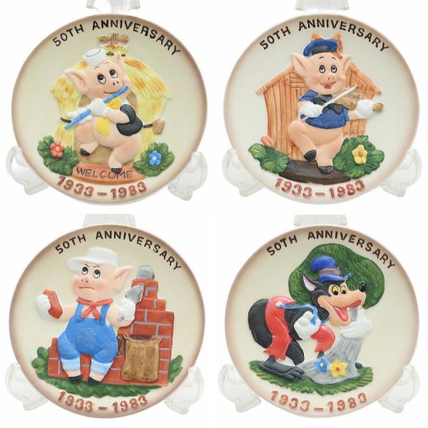ディズニー　三匹の子ぶた　グロリアミニプレート4枚　各15000枚限定　三匹の子ぶた50周年記念　グ...
