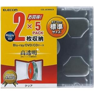 ELECOM CCD-JSCNW5CR Blu-ray/DVD/CDプラケース/2枚収納/5パック/クリア｜IS-LINK