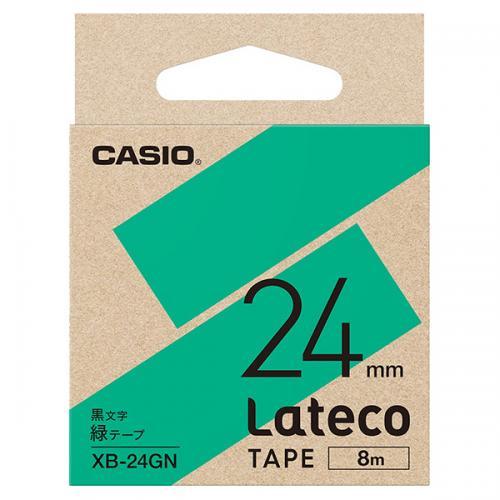 CASIO XB-24GN Lateco用テープ 24mm 緑/黒文字