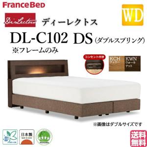 フランスベッド ワイドダブルベッド ディーレクトス DL-C102 DSフレーム ダブルスプリング キャビネット 宮付き 照明付 コンセント付き 日本製 高品質｜is-plus