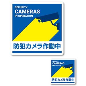 Isaac Trading 防犯カメラ 作動中 ステッカー 2サイズ セット シール 耐水 耐候 屋外 玄関 セキュリティ 監視カメラ