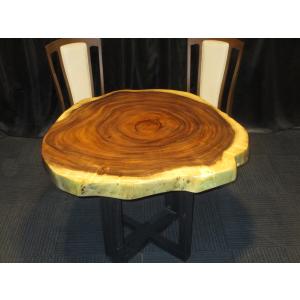 878 □ モンキーポッド 丸テーブル 輪切り 豪華 高級 一枚板 テーブル