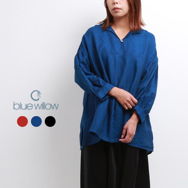 blue willow リネンオープンカラーチュニック レディース ブルーウィロー 01EFP124...