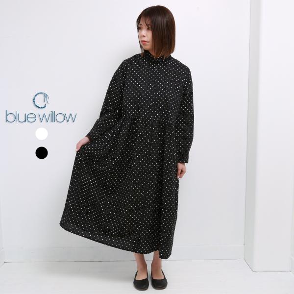 blue willow コットンドットプリントハオリワンピース レディース ブルーウィロー 01ES...