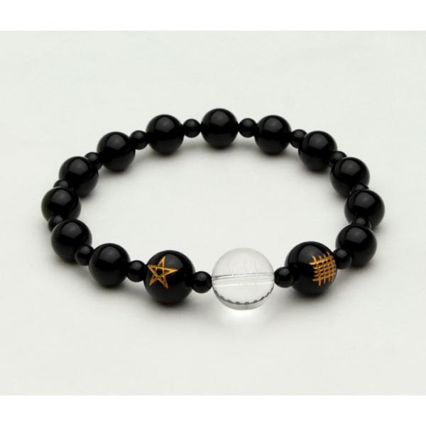 アマビエ（水晶） 厄除けブレスレット セーマン・ドーマン ブラックカルセドニー（天然石大SALE）（...