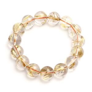 ルチルクォーツ ブレスレット タイチンルチルクォーツ 14mm 15玉 No.98