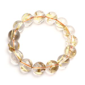 ルチルクォーツ ブレスレット タイチンルチルクォーツ 14mm 15玉 No.99