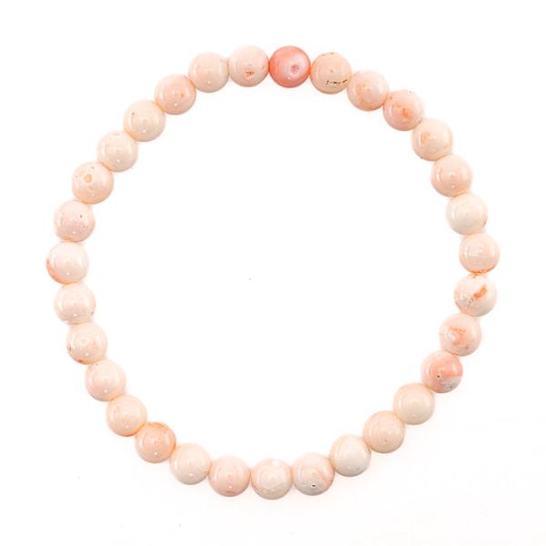 珊瑚 ブレスレット ミッド珊瑚 （ミッドウェー海域産） 6mm 31玉 （アソート） No.16（天...
