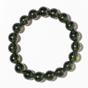 モルダバイト ブレスレット （チェコ共和国産） 10mm 19玉 桐箱付 No.19 （鑑別書付）