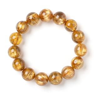 ルチルクォーツ ブレスレット タイチンルチルクォーツ EX キャッツアイ （ブラジル産） 14mm 15玉 No.148