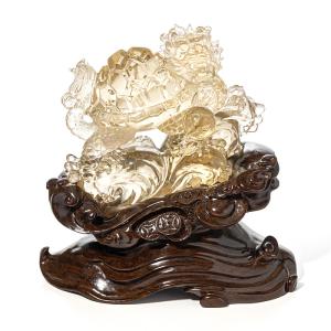 水晶 彫刻 龍亀(ロングイ) (シトリン/ブラ...の詳細画像1