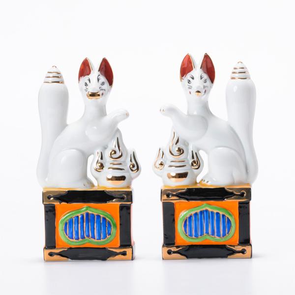 狐 ８寸 神具 置物 キツネ 稲荷 (10.5cm 6cm 24cm）
