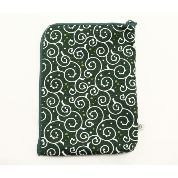 御朱印帳 袋 御朱印帳入れ ご朱印帳入れ L字ポーチ ドット唐草 緑