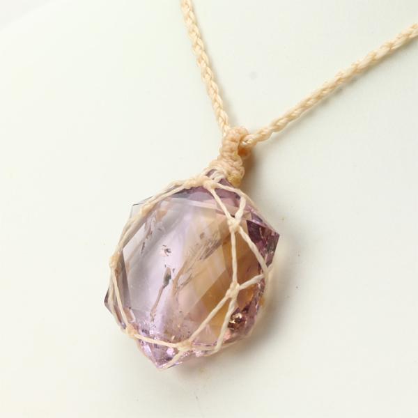 アメトリン ネックレス 六芒星 マクラメ編み ベージュ （アソート） No.2