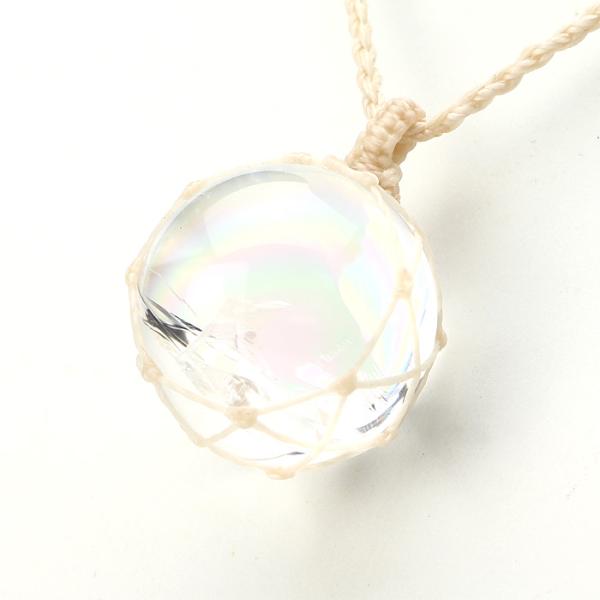 水晶 ネックレス レインボー水晶 マクラメ編み ベージュ （アソート） No.15