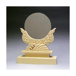 神鏡 神具 神棚 鏡 + 木曽桧製 雲形 台 サイズ 4寸｜ise-miyachu