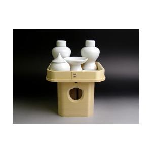 神具セット 三方 木曽桧 6寸・土器セット 6寸 幅18cm 奥行18cm 神棚