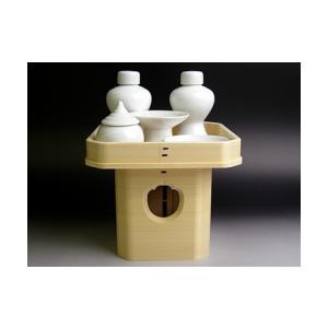 神具セット 三方 木曽桧 6寸・土器セット 6寸 幅18cm 奥行18cm 神棚