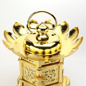 六角吊下灯籠 猫足型 真鍮本金鍍金 7寸の詳細画像2