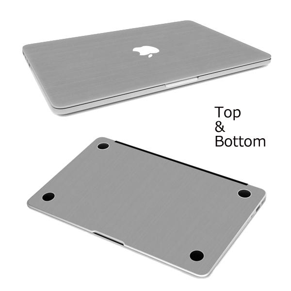 MacBook  12インチ メタル調プレミアムスキンシール【トップ＆ボトム】【ブラッシュドスチール...
