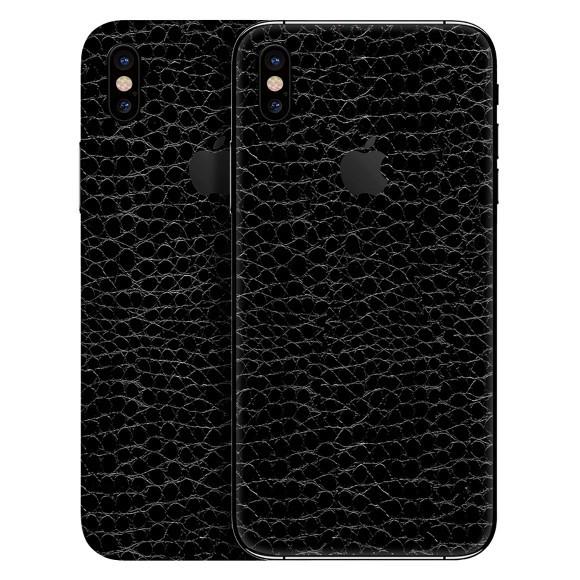 【slickwraps】iPhone X レザー調プレミアムスキンシール【アリゲーターブラック】