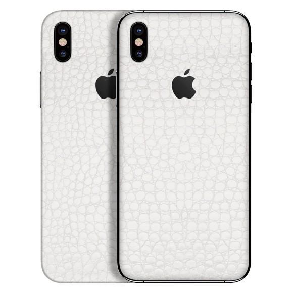 【slickwraps】iPhone X レザー調プレミアムスキンシール【アリゲーターホワイト】