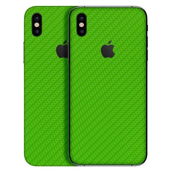 【slickwraps】iPhone X カーボン調プレミアムスキンシール【カーボングリーン】