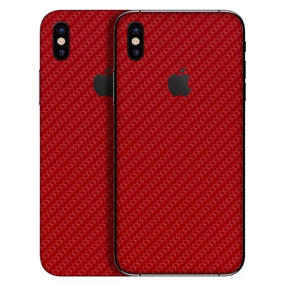 【slickwraps】iPhone X カーボン調プレミアムスキンシール【カーボンレッド】