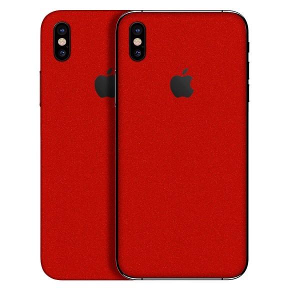 【slickwraps】iPhone X ラメ入りプレミアムスキンシール【グリッターレッド】