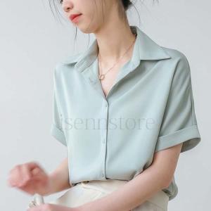 ブラウス レディース 夏 シフォン シャツ 半...の詳細画像3