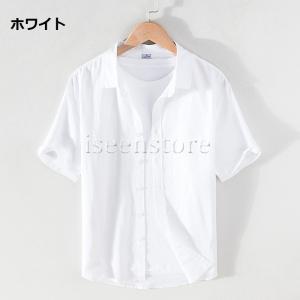 サマーシャツ メンズ 亜麻 リネンシャツ 半袖...の詳細画像2